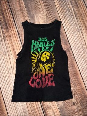 Black 'One Love' Graphic Tank Top
